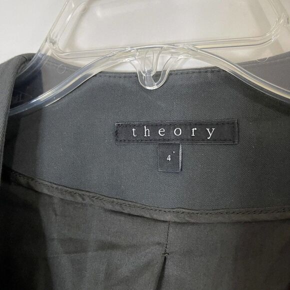 THEORY Gray cotton collarless blazer career lightweight jacket size US 4 - Picture 4 of 6